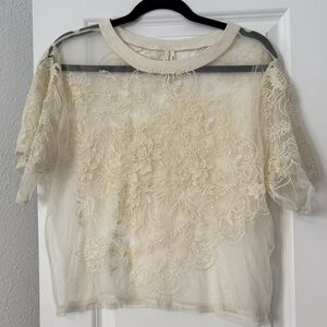 Anthropologie Sheer Lace Top